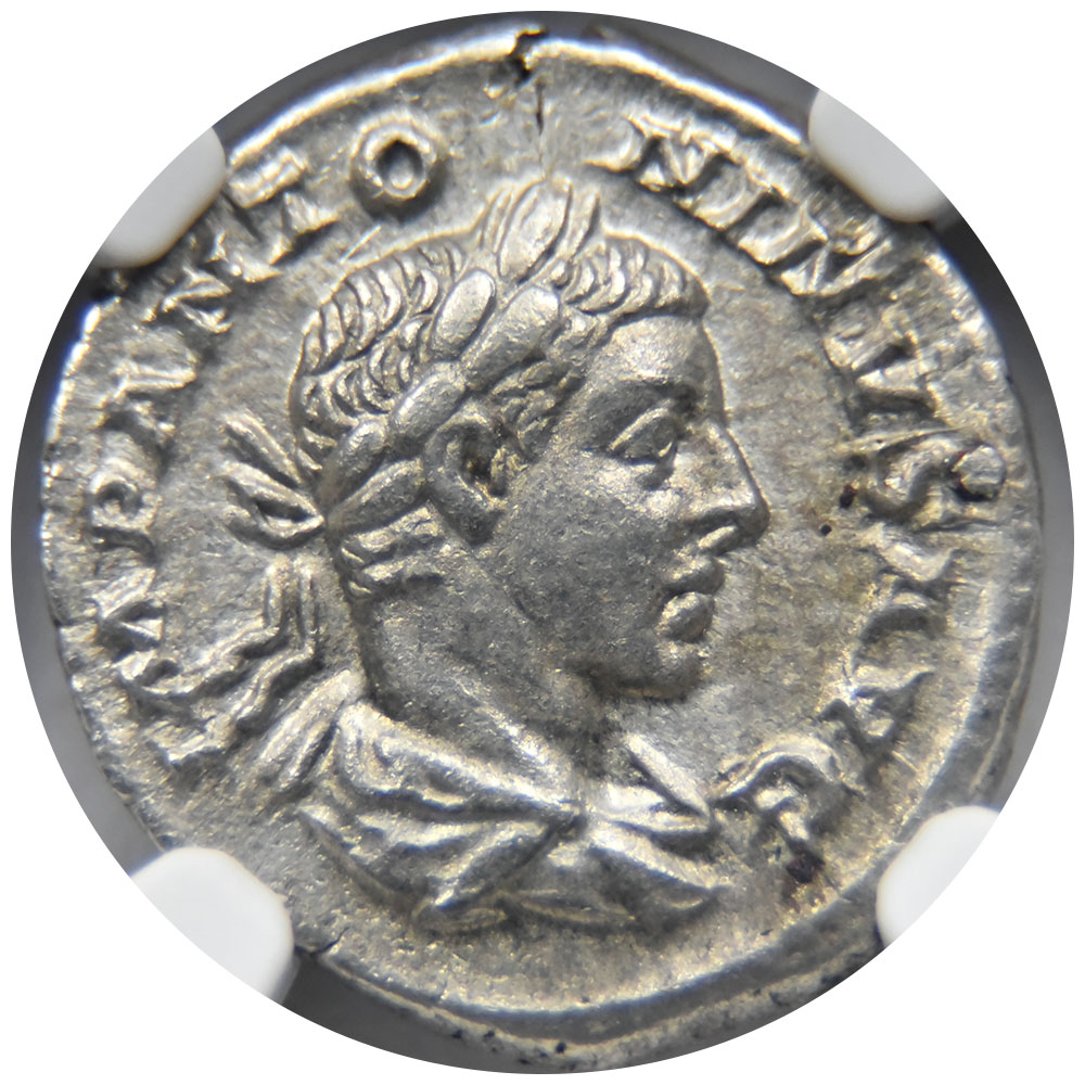 ローマ帝国 AD218-222 マルクス・アウレリウス・アントニヌス デナリウス 銀貨 NGC Ch XF エラガバルス 6155352043
