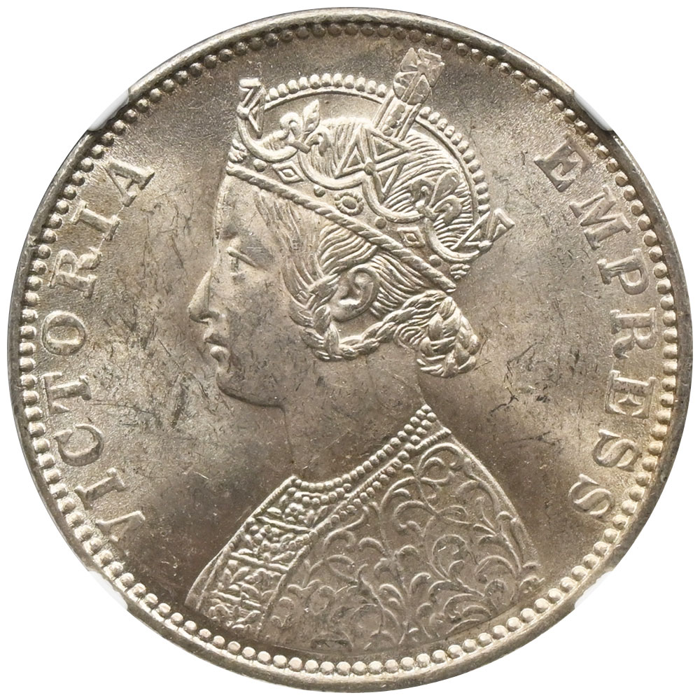 インド 1901B ヴィクトリア女王 1ルピー 銀貨 NGC MS62+ 6505679214