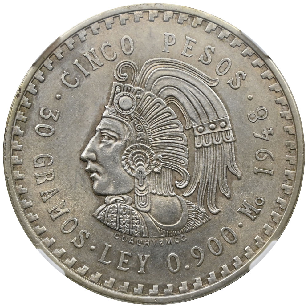 代理出品！メキシコ 　大型銀貨 「ＨＩＤＡＬＧＯ」 　CINCO PESOS 　 Mo１９５１