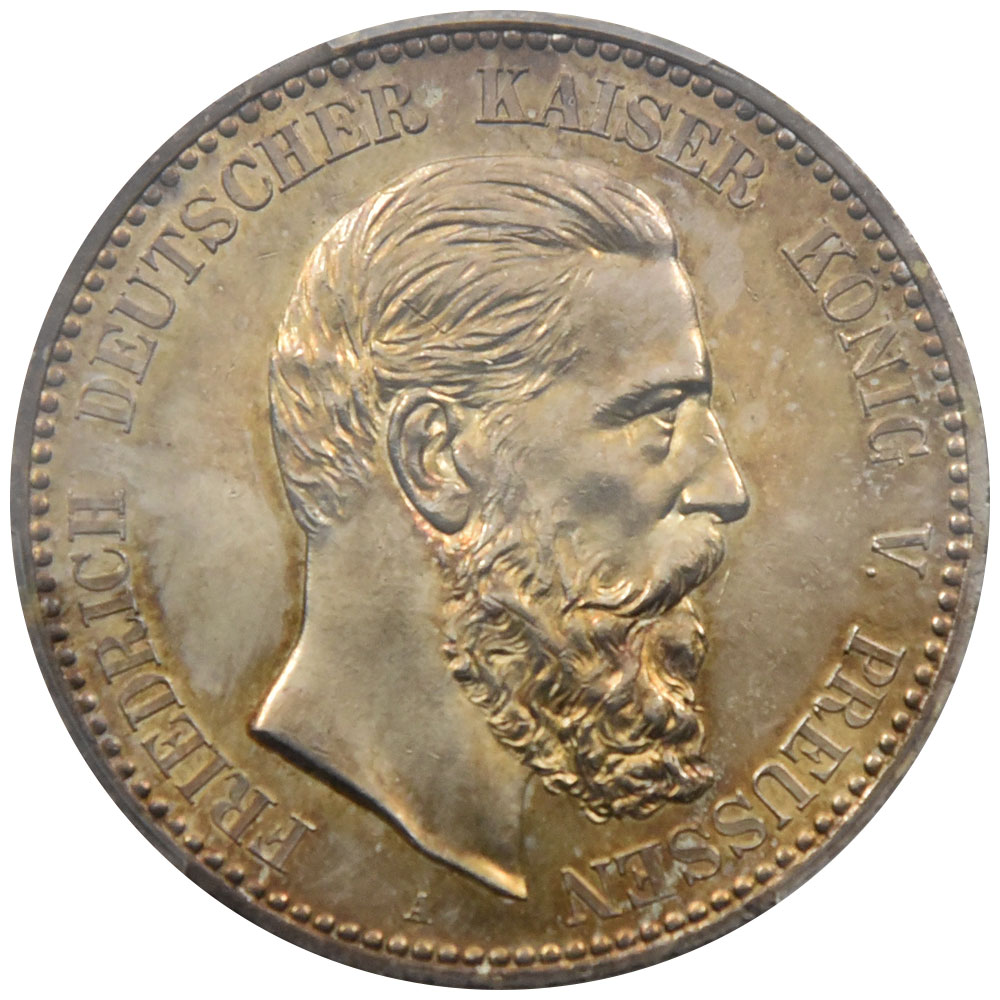 ドイツ 1888-A フリードリヒ3世 5マルク 銀貨 PCGS MS64 40909354