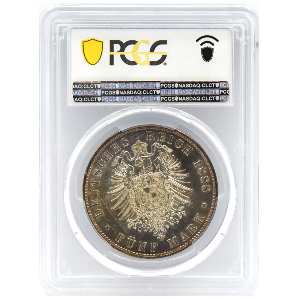 ドイツ 1888-A フリードリヒ3世 5マルク 銀貨 PCGS MS64 40909354