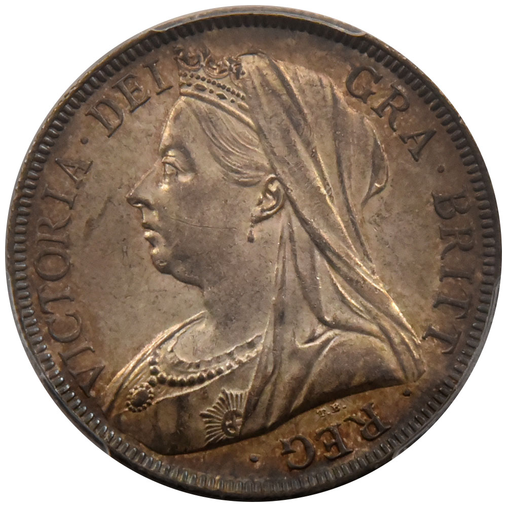 イギリス 1897  ヴィクトリア女王 1/2 Cr 銀貨 PCGS MS62 S-3938 37008002