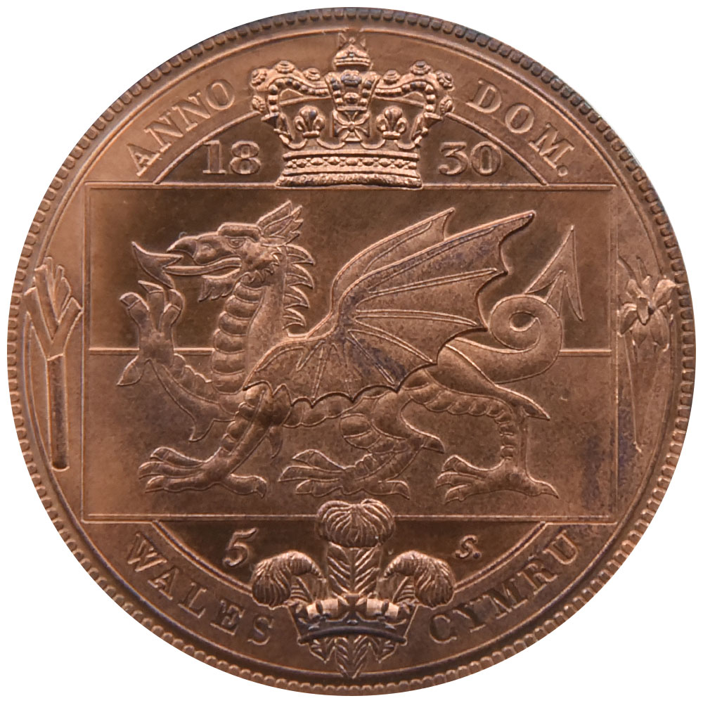 イギリス 1830 ジョージ4世 クラウン 銅貨 PCGS MS67RB ウェールズ レッド ドラゴン 36116886