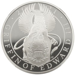 イギリス 2021 エリザベス2世 2ポンド 1オンス 銀貨 NGC PF70UC クイーンズビースト エドワード3世のグリフィン 6248853015