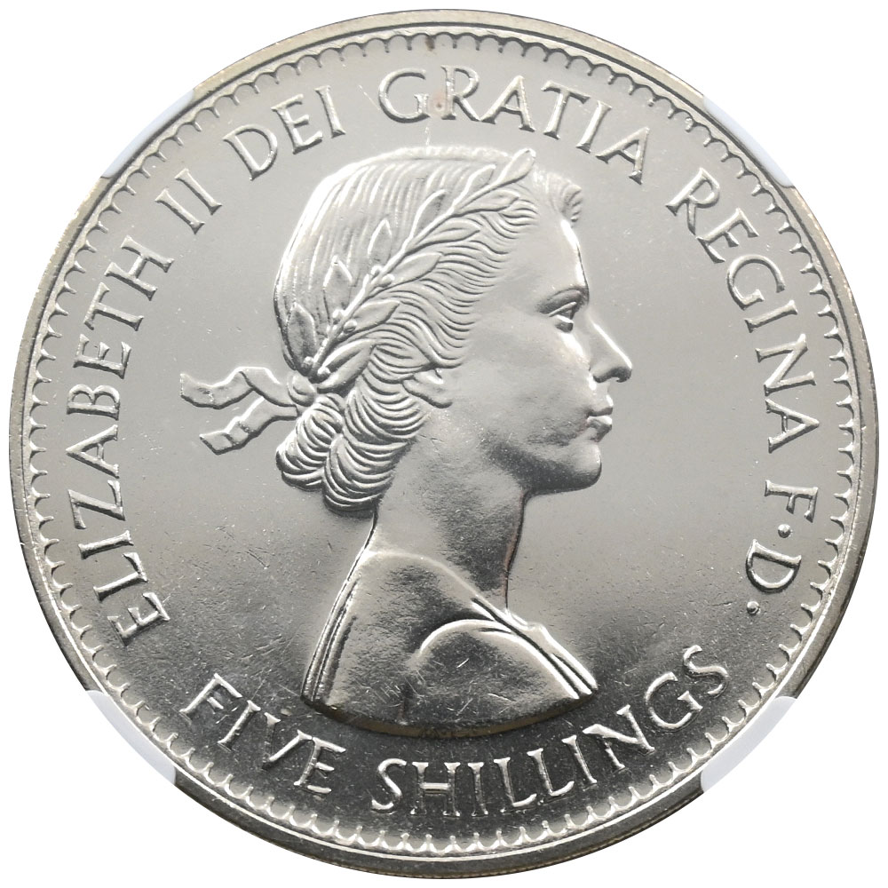 イギリス 1960 エリザベス2世 クラウン 白銅貨 NGC PL65 英国博覧会記念 2843991024