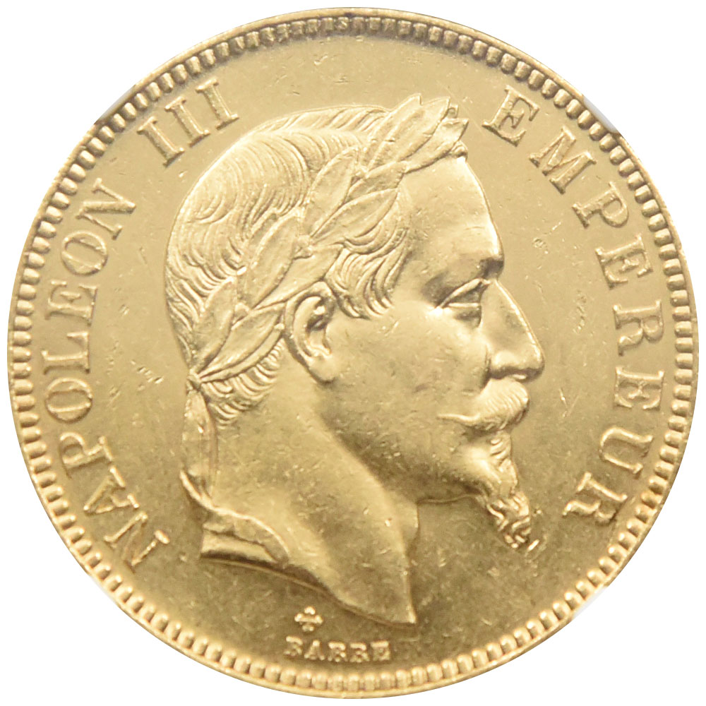 フランス 1866 ナポレオン3世 100フラン 金貨 NGC MS62 5859705007