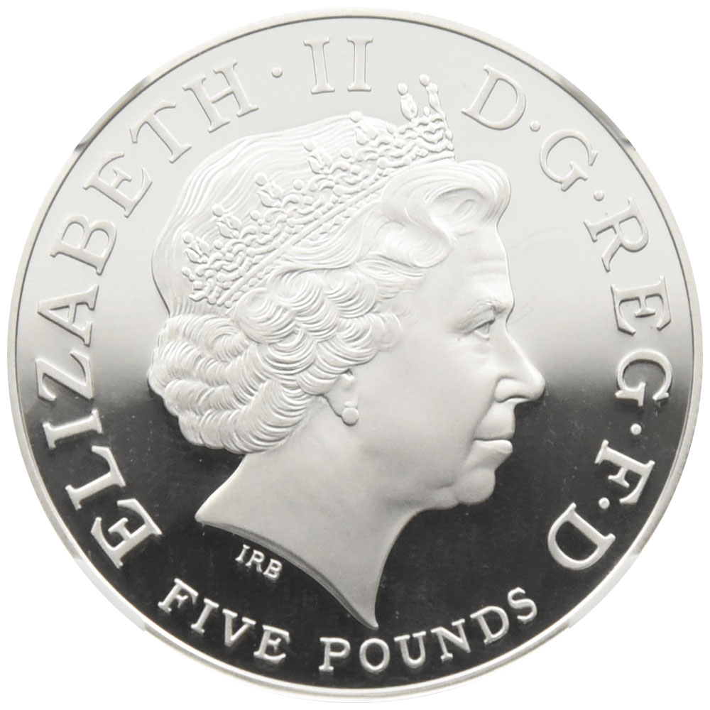 イギリス 2009 エリザベス2世 5ポンド 銀貨 NGC PF70UC ロンドン ...