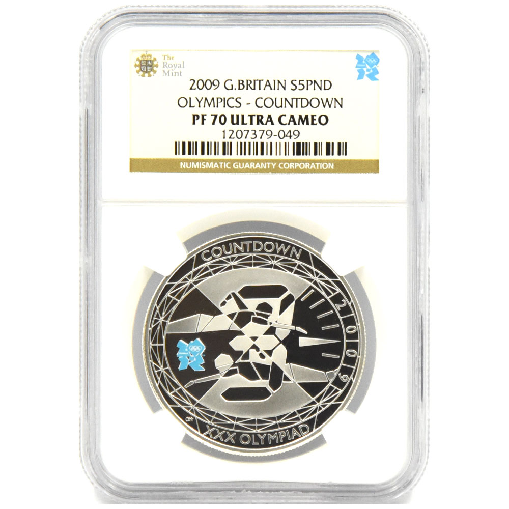 2012 OLYMPICS COUNTDOWN 5ポンド 銀貨 FP70 UCメダル - 旧貨幣/金貨