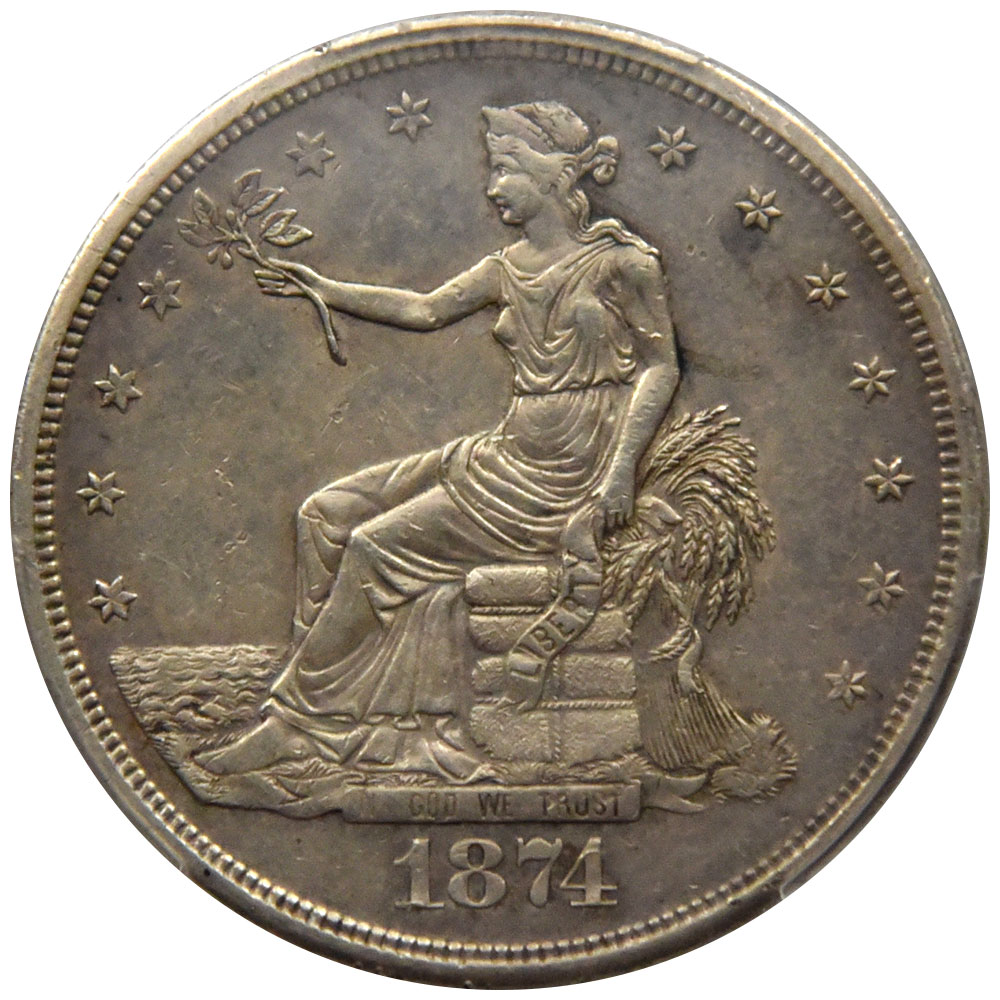アメリカ 1874-S 1ドル 銀貨 PCGS 女神座像 42213429
