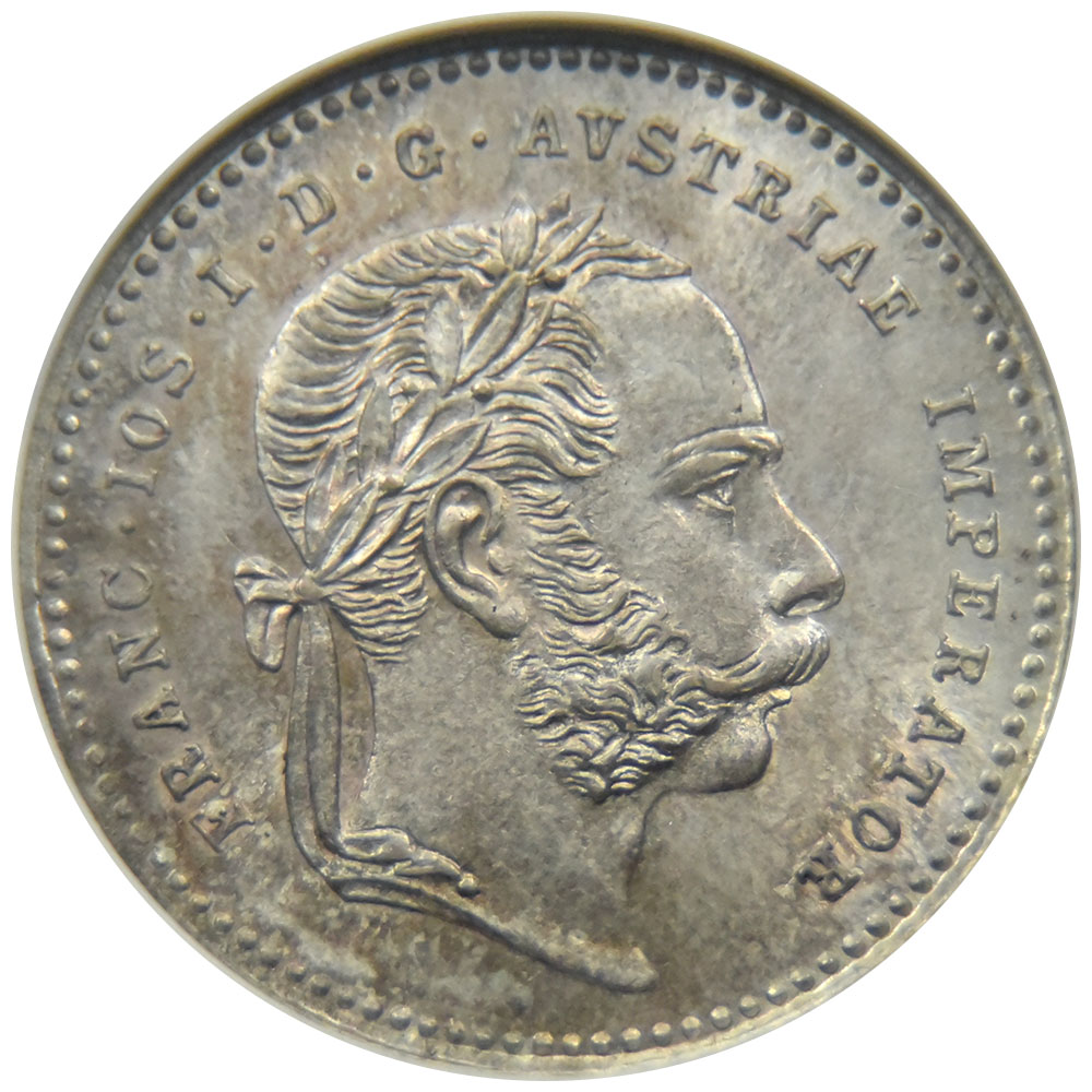 オーストリア 1870 フランツ・ヨーゼフ1世 20クロイツァー 銀貨 NGC MS 64 2752368026