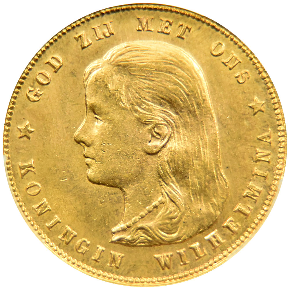 オランダ 1897 10グルデン 金貨 PCGS MS66 ウィルヘルミナ 41096803