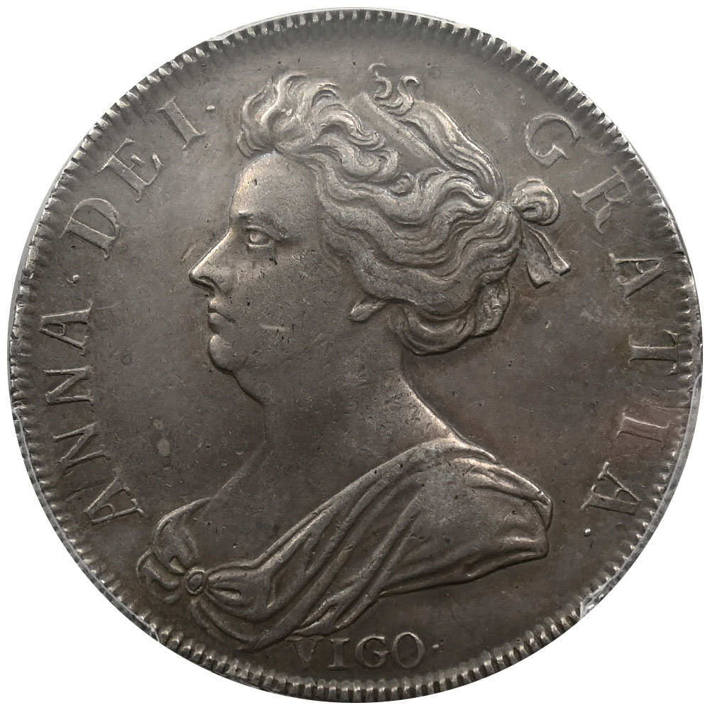 イギリス 1703 アン女王 ハーフクラウン 銀貨 PCGS Repaired-XF Detail S-3580 VIGO 47962185