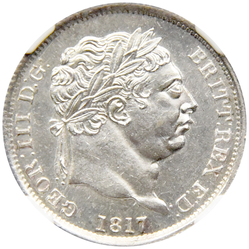 イギリス 1817 ジョージ3世 1シリング 銀貨 NGC MS61 4189052001