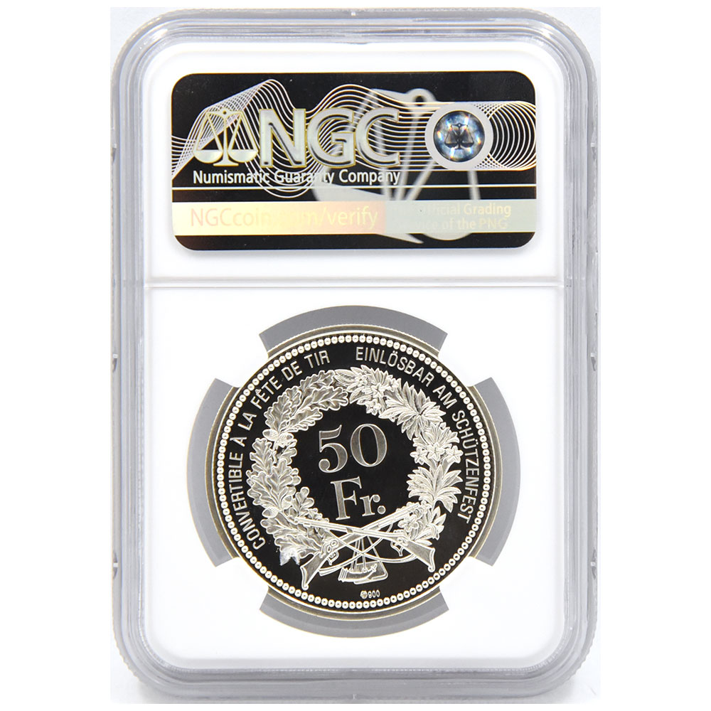 2015年スイス近代射撃祭ヴァレー５0フランNGC PF69UC 旧貨幣/金貨/銀貨