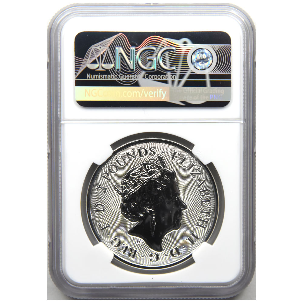 イギリス 2020 エリザベス２世 2ポンド 銀貨 NGC MS 70 ファースト 