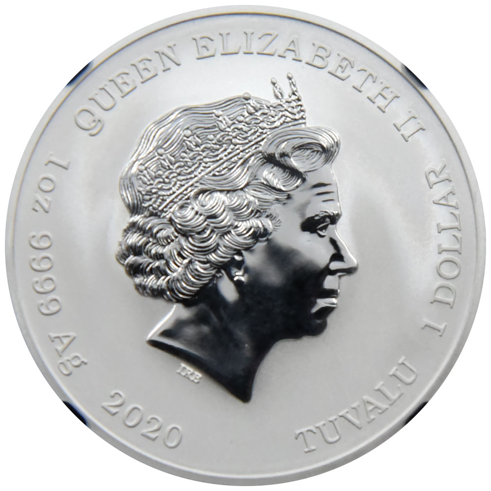 2020年 イギリス連邦 ツバル ジェームズ・ボンド 007 1オンス 1ドル 銀貨 ファーストリリース NGC鑑定 MS７０ 