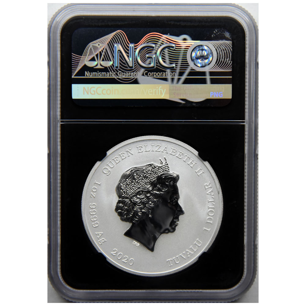 ツバル 2020 エリザベス２世 1ドル1オンス 銀貨 NGC MS 70 ファースト