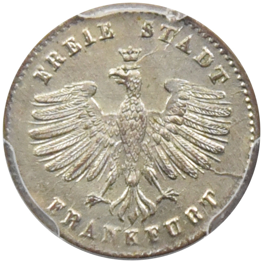 ドイツ フランクフルト nd(1839) 1クロイツァー 銀貨 PCGS MS65 37210995