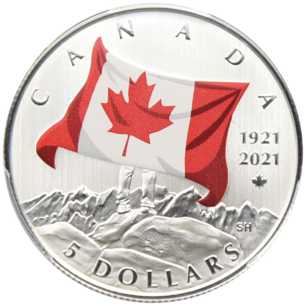 カナダ 2021 エリザベス2世 5ドル 銀貨 PCGS SP69 ナショナルカラー100周年記念 44398938