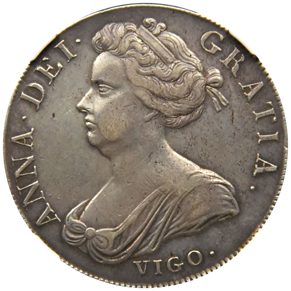 イングランド 1703 アン女王 クラウン 銀貨 NGC XF45 VIGO 4535550032