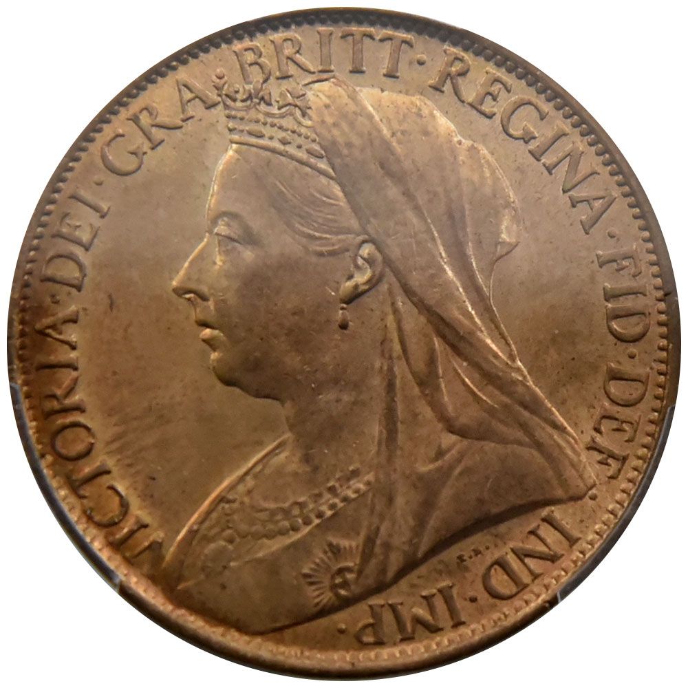 イギリス 1898  ヴィクトリア女王 1ペニー  銅貨 PCGS MS 64RB オールドヘッド 37303401
