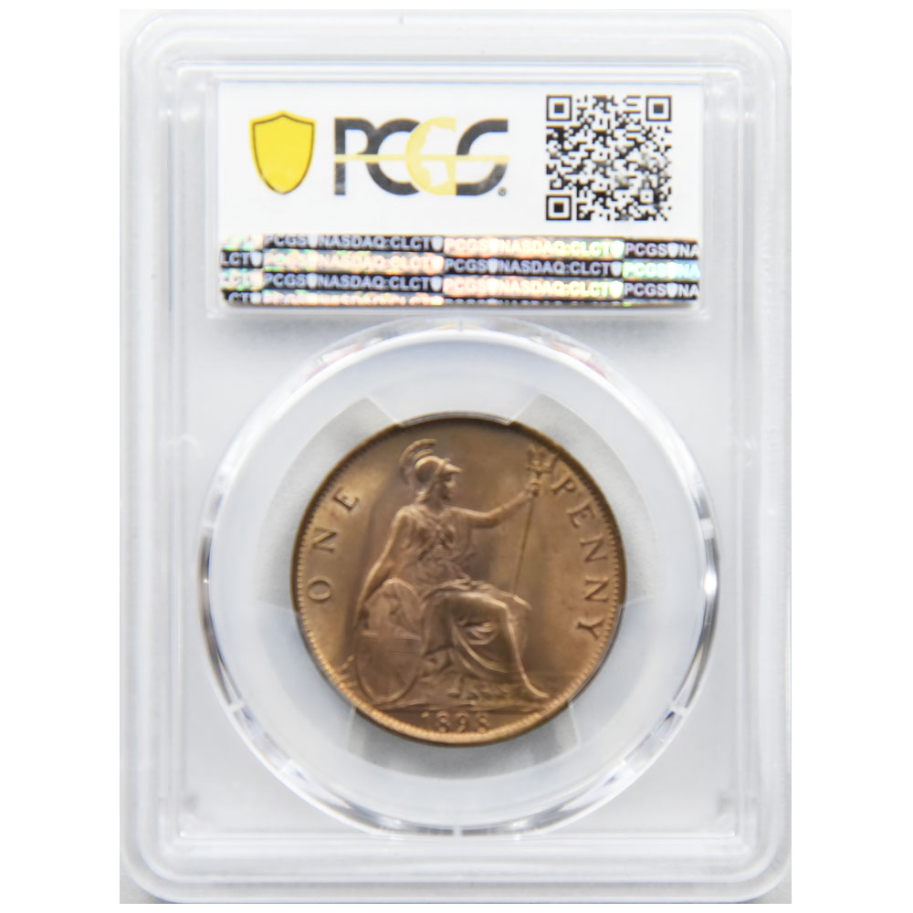 イギリス 1898 ヴィクトリア女王 1ペニー 銅貨 PCGS MS 64RB オールド 