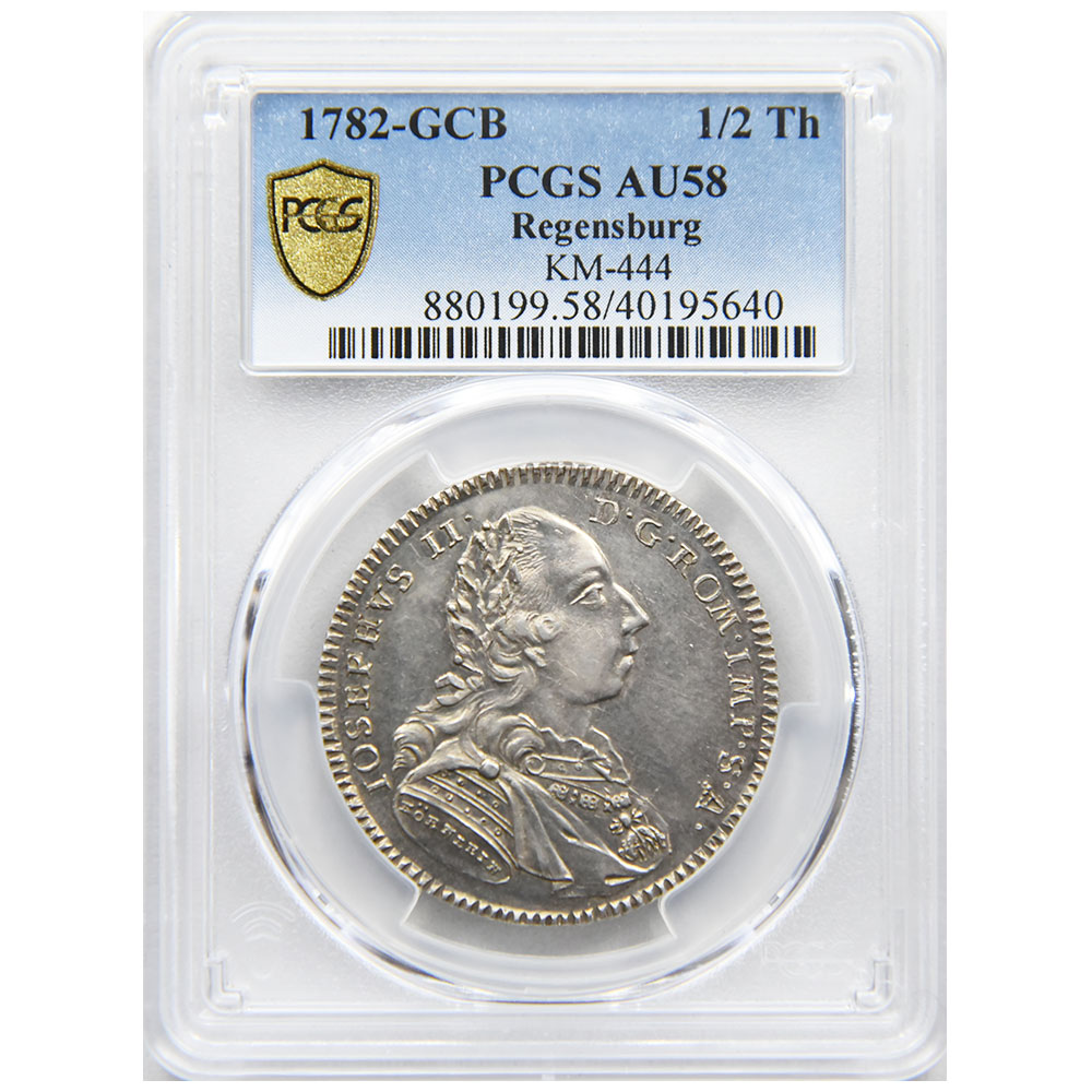 ドイツレーゲンスブルク 1782-GCB フランツ1世 1/2ターラー 銀貨 PCGS 