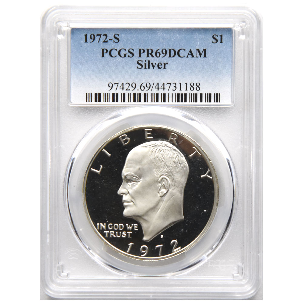 アメリカ 1972-S アイゼンハワー大統領 1ドル 銀貨 PCGS PR69DCAM 44731188