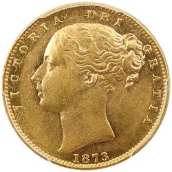 イギリス 1873 ヴィクトリア女王 1ソブリン 金貨 PCGS AU55 48597755