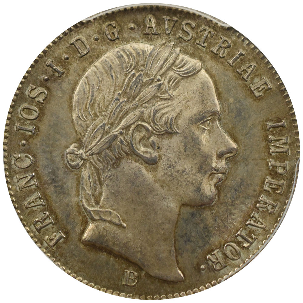 オーストリア 1856-B フランツ・ヨーゼフ1世 20クロイツァー 銀貨 PCGS MS64 39496884