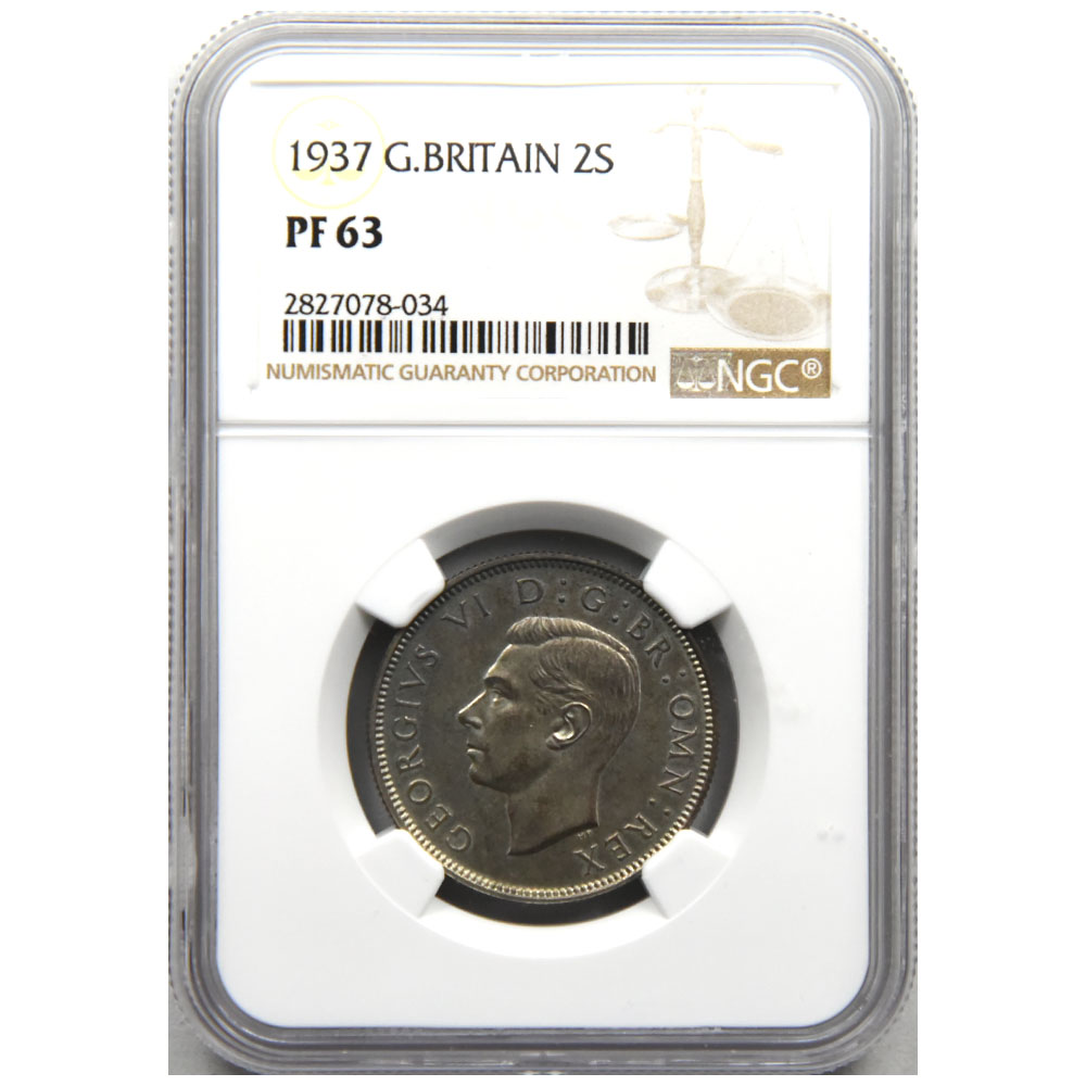 イギリス 1937 ジョージ6世 2シリング 銀貨 NGC PF 63 2827078034