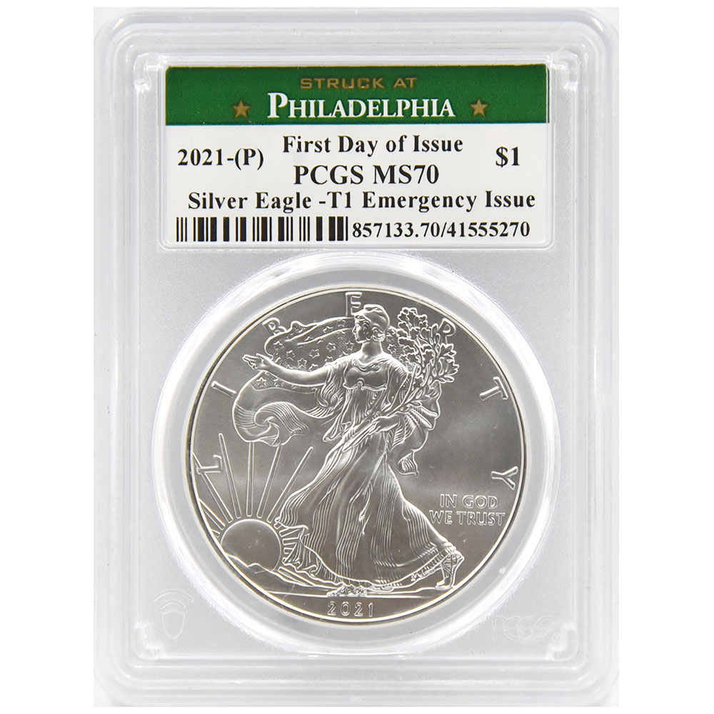 アメリカ 2021-(P) 1ドル1オンス 銀貨 PCGS MS70 シルバーイーグル 1型 自由の女神 リバティ 41555270