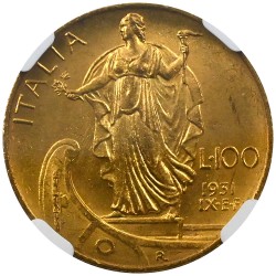 イタリア 1931R ヴィットーリオ・エマヌエーレ3世 100リラ 金貨 NGC MS63 4430854109