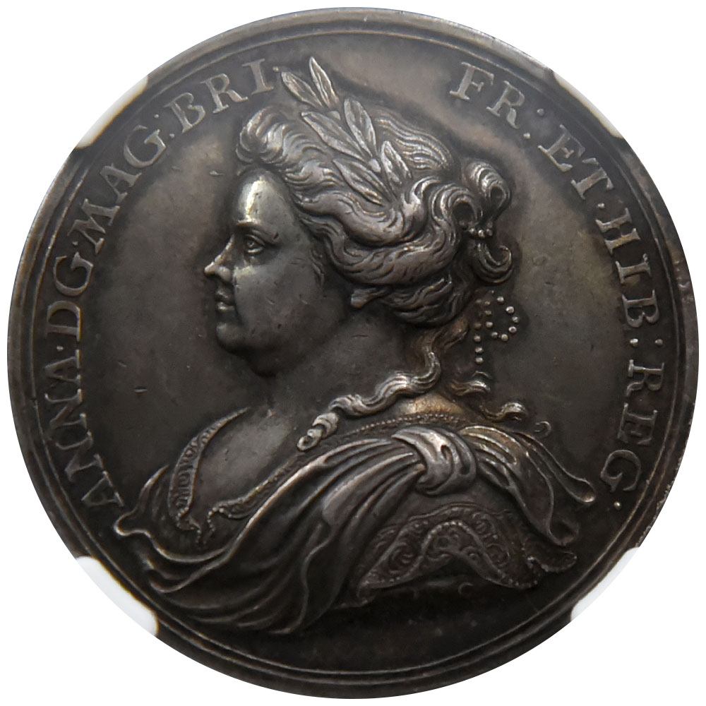 イギリス 1713 アン女王 メダル 銀貨 NGC AU 55 ユトレヒト条約締結