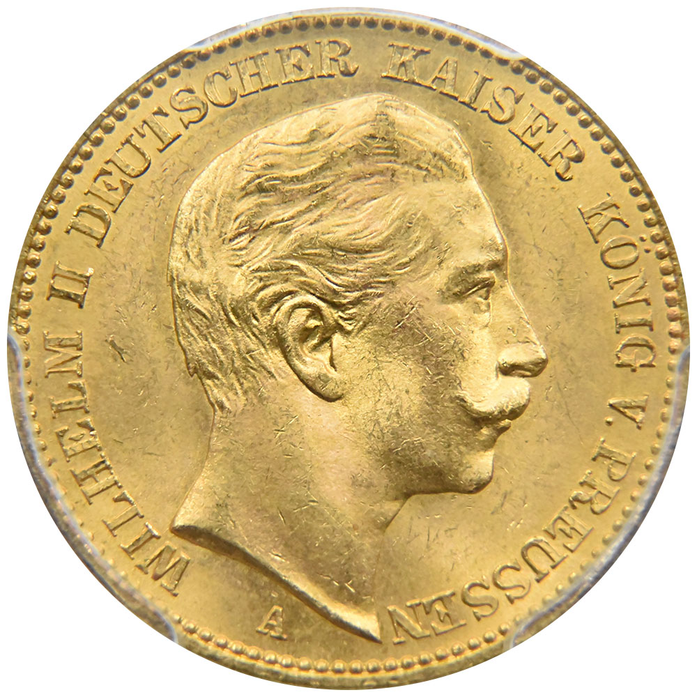プロイセン 1899-A ヴィルヘルム2世 20マルク 金貨 PCGS MS64 40310354