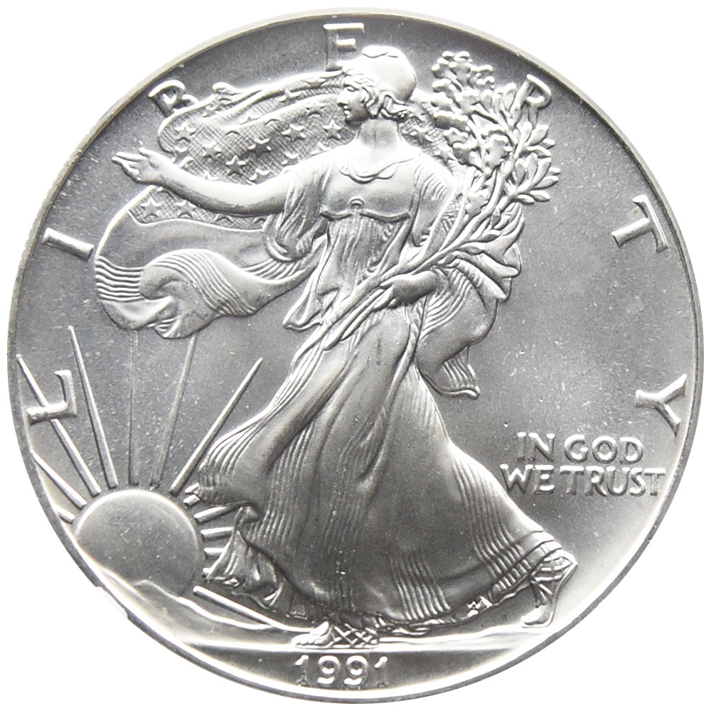 アメリカ 1991 1ドル 銀貨 NGC MS69 シルバーイーグル 自由の女神 リバティ 4296223086