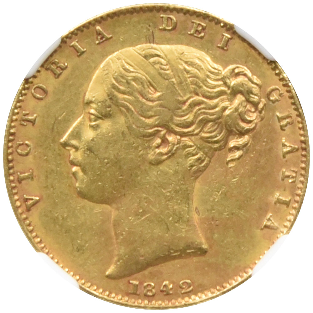 イギリス 1842 ヴィクトリア 1ソブリン 金貨 NGC AU55 6055708002