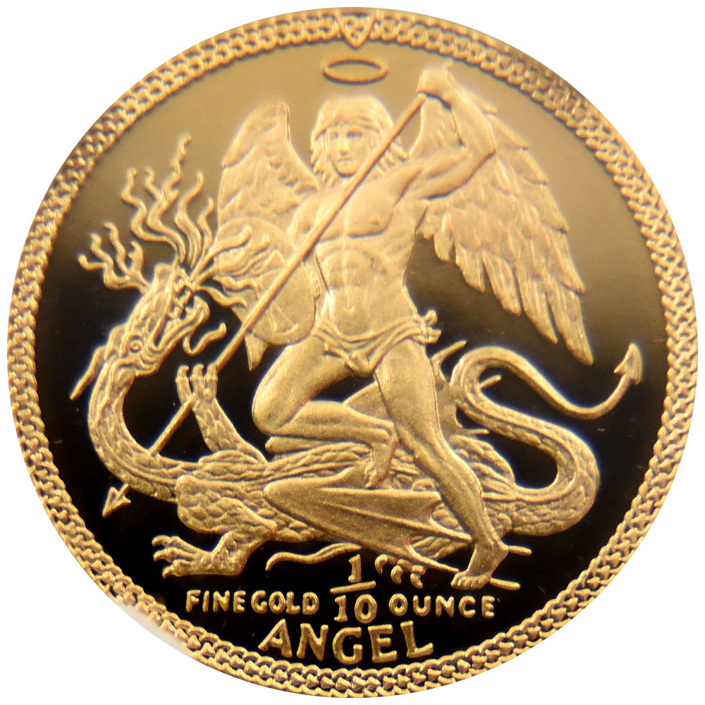 海外限定 アンティークコイン コイン 金貨 銀貨 送料無料 1986 GOLD ISLE OF MAN 1 2 oz ANGEL COIN