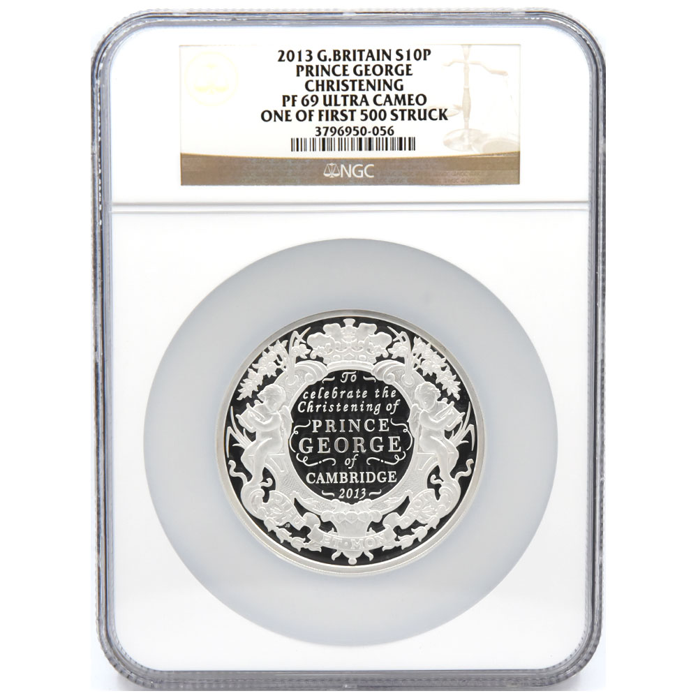 イギリス 2013 エリザベス２世 10ポンド5オンス 銀貨 NGC PF 69 ULTRA CAMEO ジョージ王子洗礼記念 3796950056