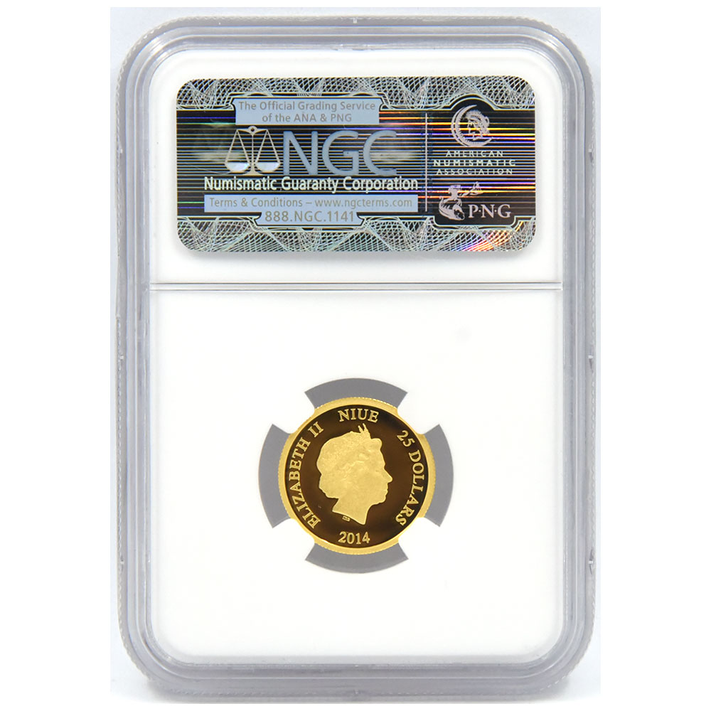 ニウエ 2014 エリザベス２世 25ドル1/2オンス 金貨 NGC PF 70