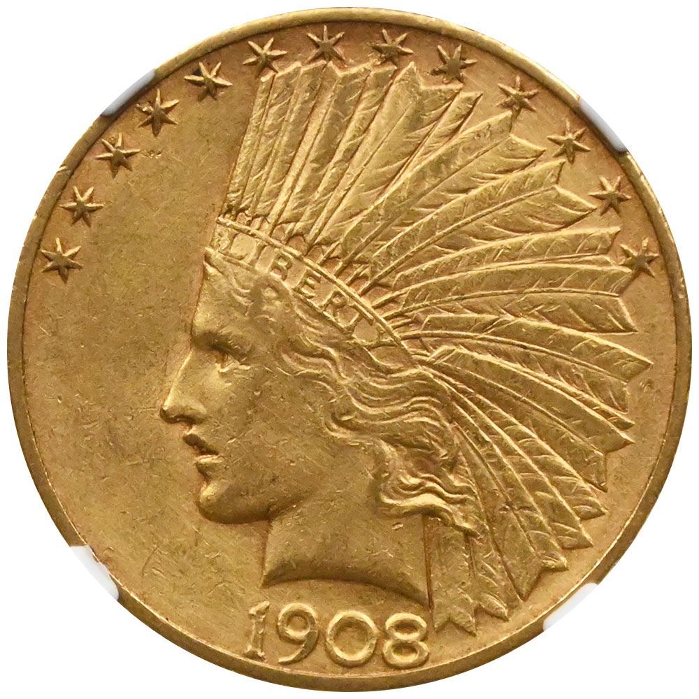 アメリカ 1908 10ドル 金貨 NGC AU DETAILS イーグル インディアンリバティ 6653654018