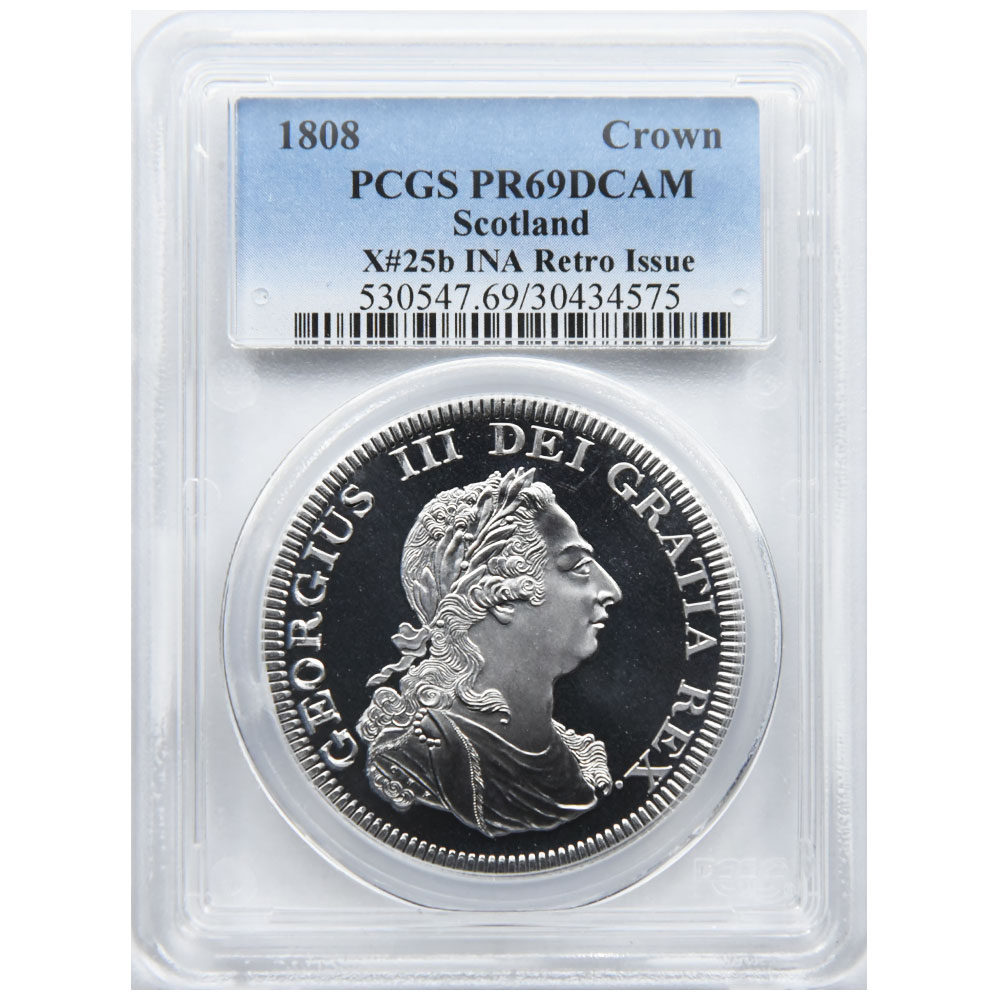 スコットランド 1808 ジョージ3世 クラウン 銀貨 PCGS PR69DCAM レトロ 