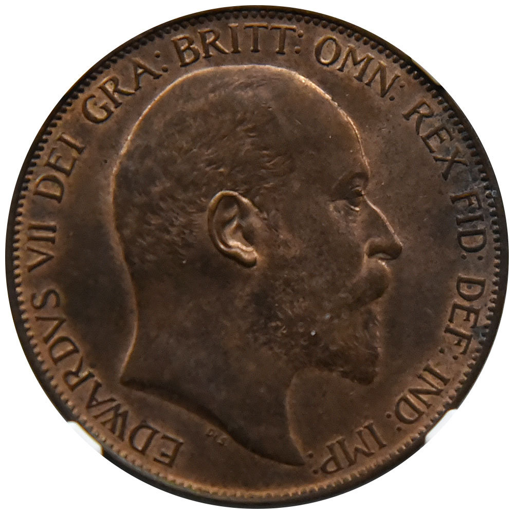イギリス 1902 エドワード7世 1ペニー 銅貨 NGC MS 64 RB 2800661013