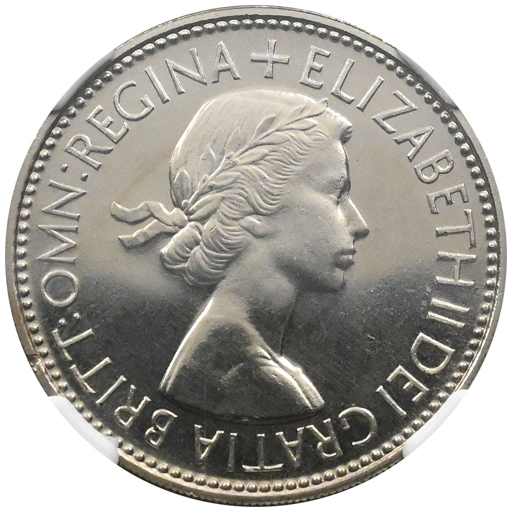 イギリス 1953 エリザベス2世 2シリング 白銅貨 NGC PF65 6396503023
