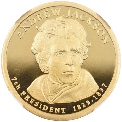 アメリカ 2008 1ドル 黄銅メッキ銅貨 NGC PF70UC アメリカ7代大統領 アンドリュー・ジャクソン 3257100080