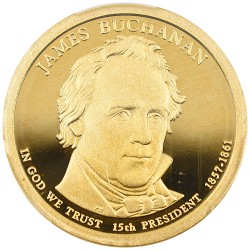 アメリカ 2010-S 1ドル 黄銅メッキ銅貨 PCGS PR69DCAM アメリカ15代大統領 ジェームズ・ブキャナン 49543448