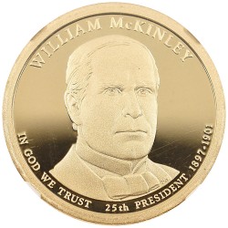 アメリカ 2013 1ドル 黄銅メッキ銅貨 NGC PF70UC アメリカ25代大統領 ウィリアム・マッキンリー 3777311106