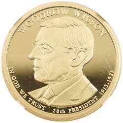 アメリカ 2013 1ドル 黄銅メッキ銅貨 NGC PF70UC アメリカ28代大統領 トマス・ウッドロウ・ウィルソン 3777313057