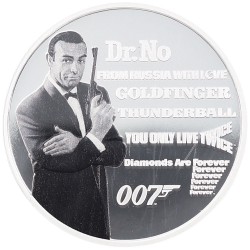 ツバル 2021 エリザベス2世 1ドル 1オンス 銀貨 PCGS PR70DCAM ショーン・コネリー版 007歴代作品集 47100407
