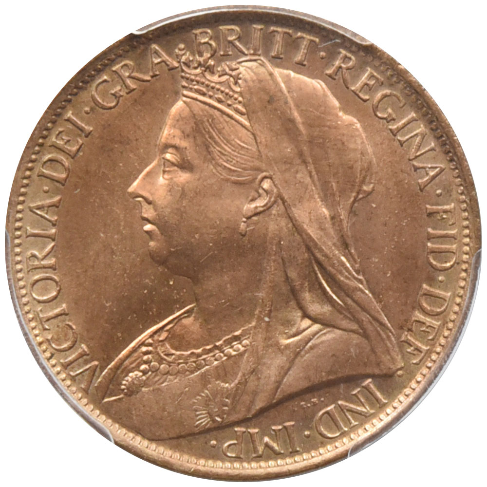 イギリス 1901 ヴィクトリア女王 1ペニー 銅貨 PCGS MS65RB オールドヘッド 45474988